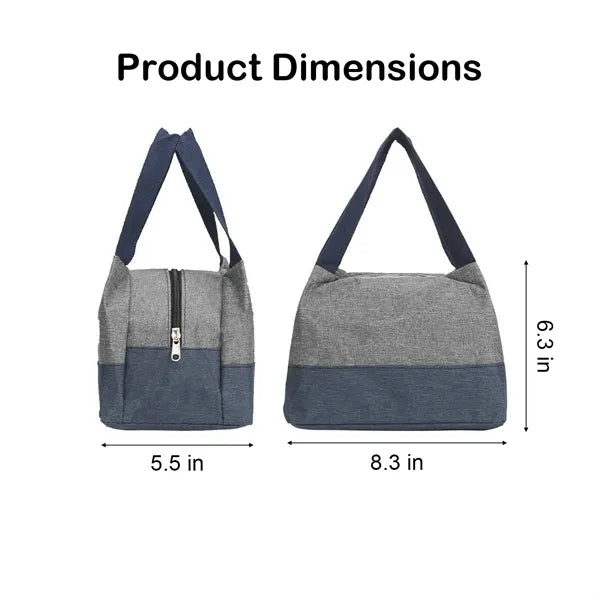 Two-Tone Oxford Fabric Tote Bag with Front Pocket