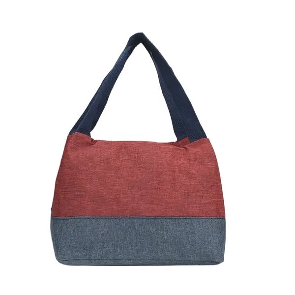Two-Tone Oxford Fabric Tote Bag with Front Pocket