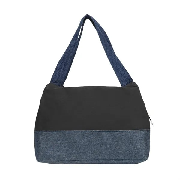 Two-Tone Oxford Fabric Tote Bag with Front Pocket