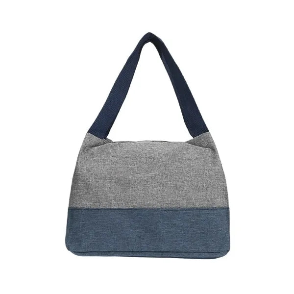 Two-Tone Oxford Fabric Tote Bag with Front Pocket