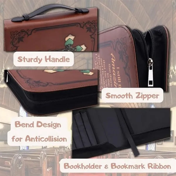 Bible Floral Case with Handle and Zippered