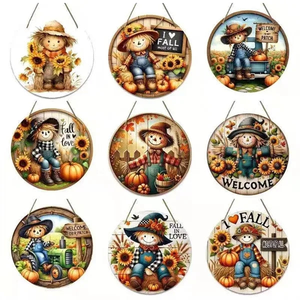 Welcome Wooden Wreath Signs