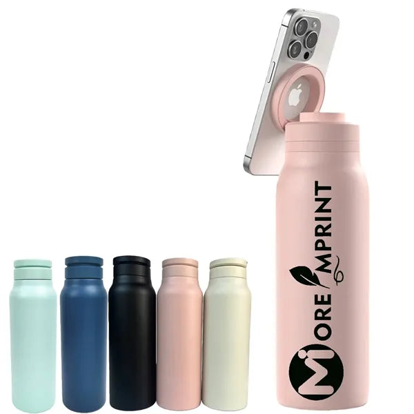 Water bottle with magsafe phone mount