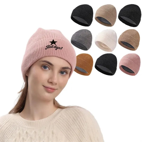 Warm fleece knitted hat