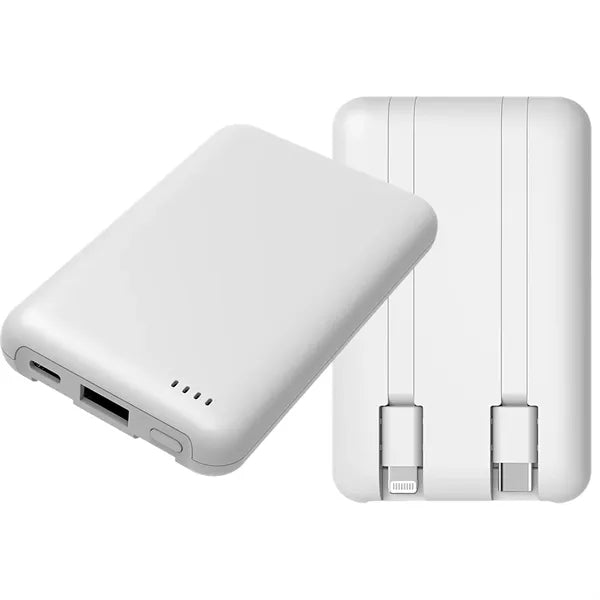 5,000 mAh UL Certified Power Bank with Built-In Cables