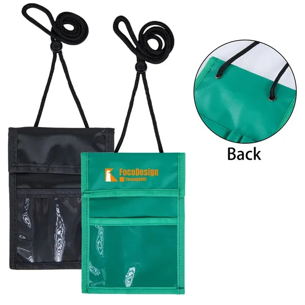 4.25" X 3.12" Front Clear Window Pouch Wallet With Lanyard W