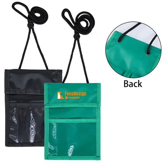 4.25" X 3.12" Front Clear Window Pouch Wallet With Lanyard W