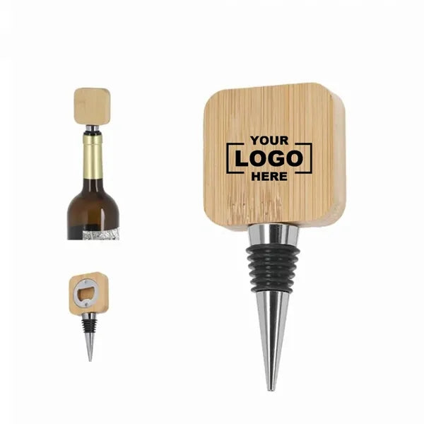 Bamboo Bottle Opener And Stainless Wine Stopper