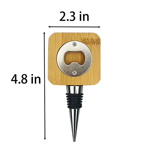 Bamboo Bottle Opener And Stainless Wine Stopper