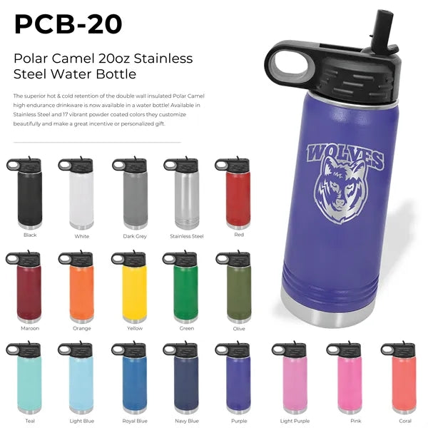 Polar Camel 20oz Stainless Steel Water Bottle