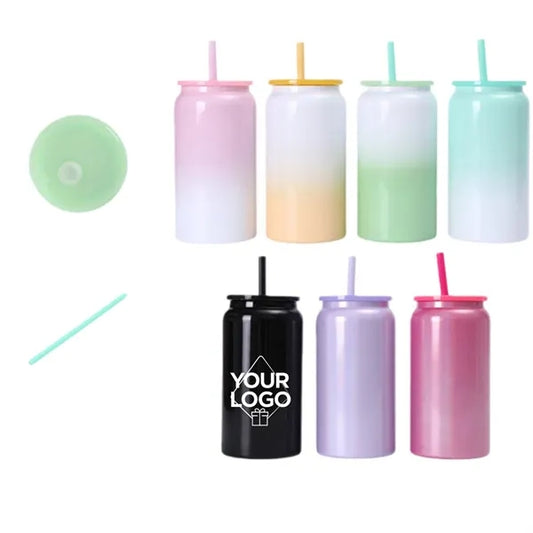 16oz Insulated Stainless Steel Tumbler with Straw Hot Cold