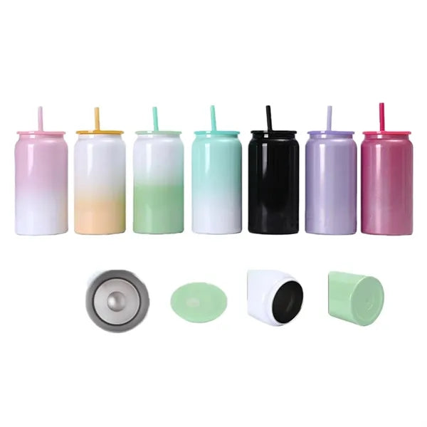 16oz Insulated Stainless Steel Tumbler with Straw Hot Cold