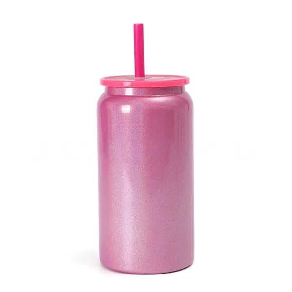 16oz Insulated Stainless Steel Tumbler with Straw Hot Cold