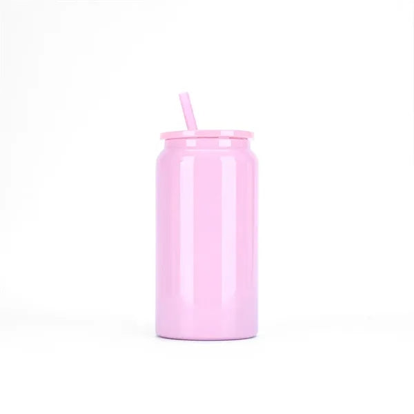 16oz Insulated Stainless Steel Tumbler with Straw Hot Cold