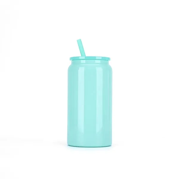 16oz Insulated Stainless Steel Tumbler with Straw Hot Cold