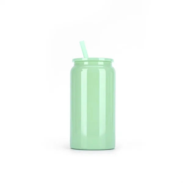 16oz Insulated Stainless Steel Tumbler with Straw Hot Cold