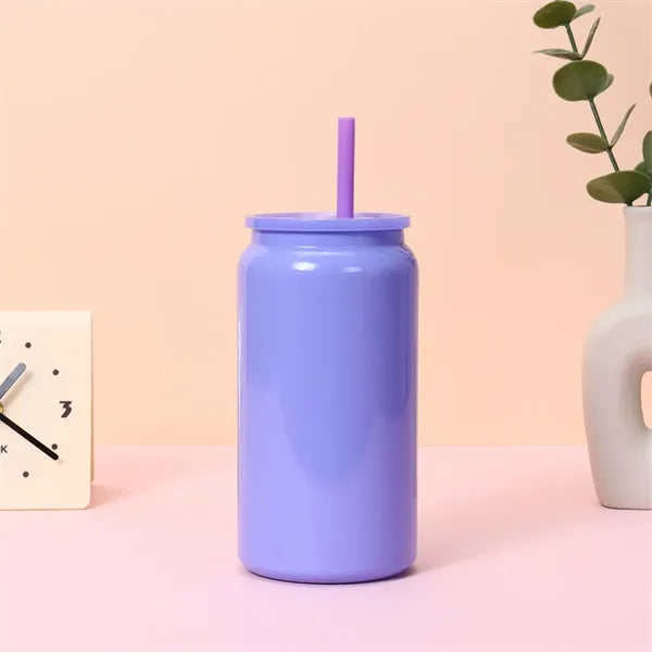 16oz Stainless Steel Insulated Mason Jar Tumbler with Straw