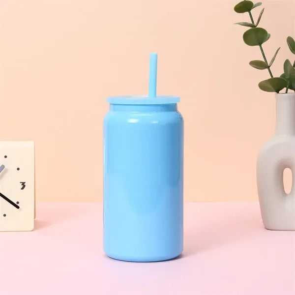 16oz Stainless Steel Insulated Mason Jar Tumbler with Straw