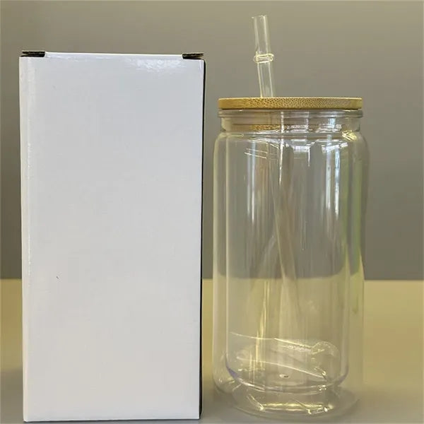 16oz Double-Wall Plastic Mason Jar Tumbler with Straw