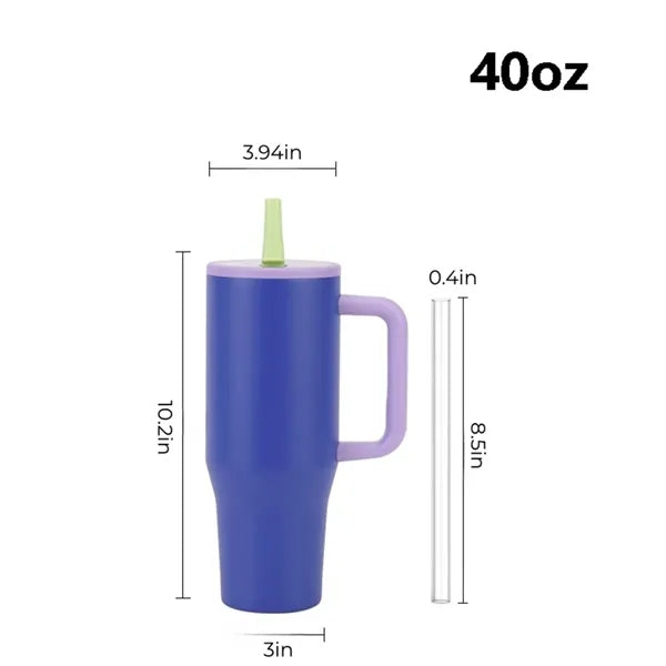 40oz Insulated Stainless Steel Tumbler with Handle Straw Lid
