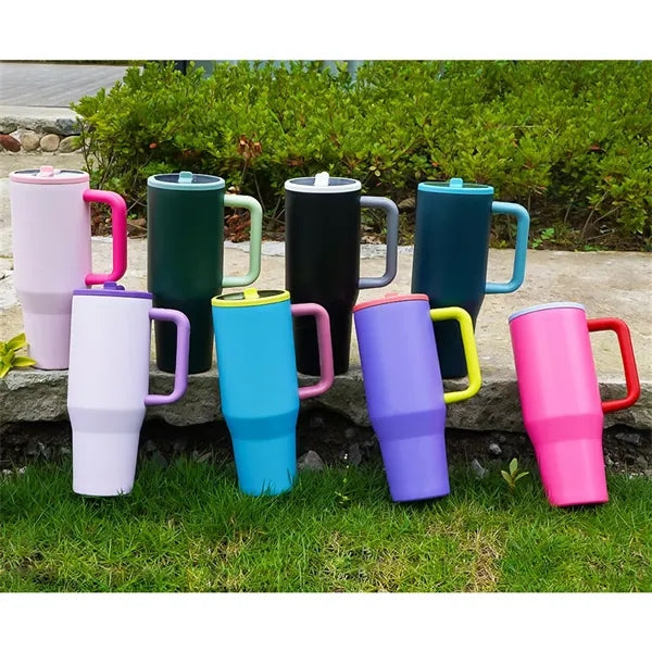 40oz Insulated Stainless Steel Tumbler with Handle Straw Lid