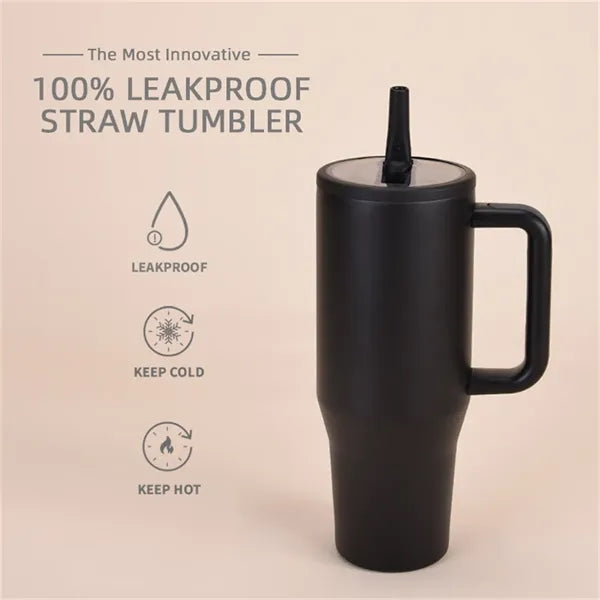 40oz Insulated Stainless Steel Tumbler with Handle Straw Lid
