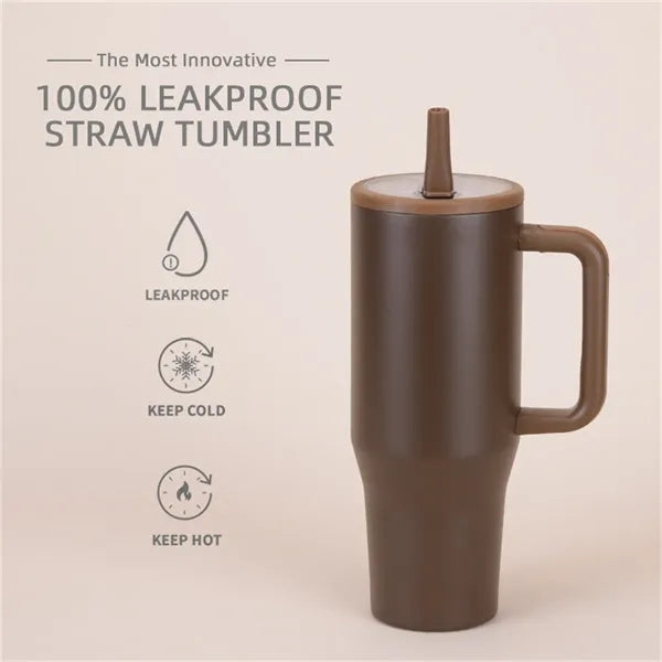 40oz Insulated Stainless Steel Tumbler with Handle Straw Lid