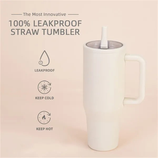 40oz Insulated Stainless Steel Tumbler with Handle Straw Lid