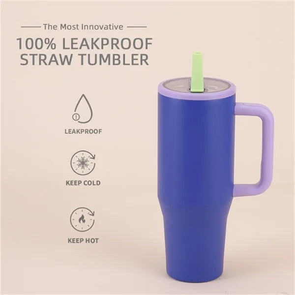 40oz Insulated Stainless Steel Tumbler with Handle Straw Lid