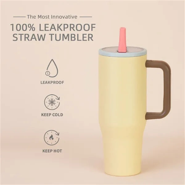 40oz Insulated Stainless Steel Tumbler with Handle Straw Lid