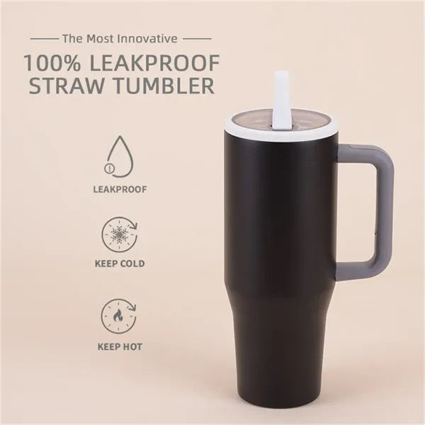 40oz Insulated Stainless Steel Tumbler with Handle Straw Lid