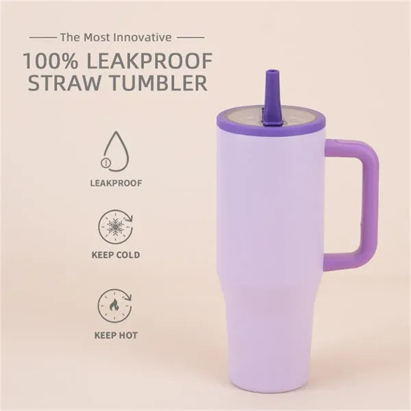 40oz Insulated Stainless Steel Tumbler with Handle Straw Lid