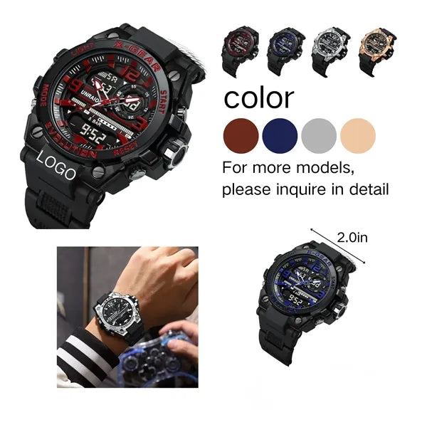 Men's tactical watch. Luminous, waterproof with calendar.