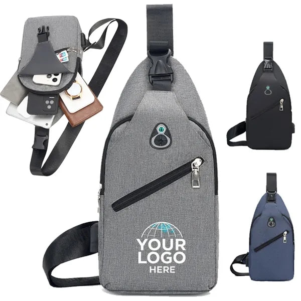 Crossbody Chest Bag With Charging and Headphone Hole