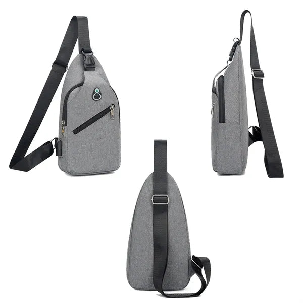 Crossbody Chest Bag With Charging and Headphone Hole
