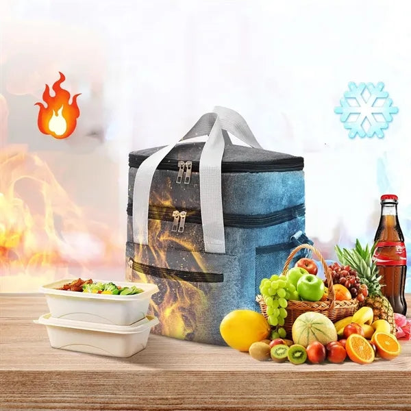 Insulated Cooler Tote Lunch Bag with Double Compartment