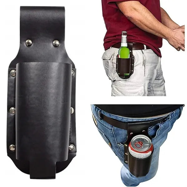 Portable PU Leather Beer Holster Drink Holder