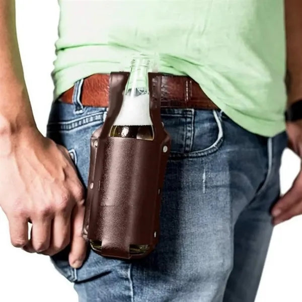 Portable PU Leather Beer Holster Drink Holder