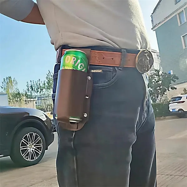 Portable PU Leather Beer Holster Drink Holder