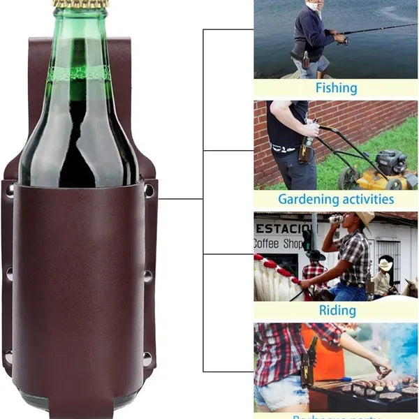Portable PU Leather Beer Holster Drink Holder