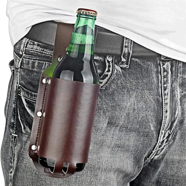 Portable PU Leather Beer Holster Drink Holder