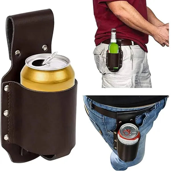 Portable PU Leather Beer Holster Drink Holder