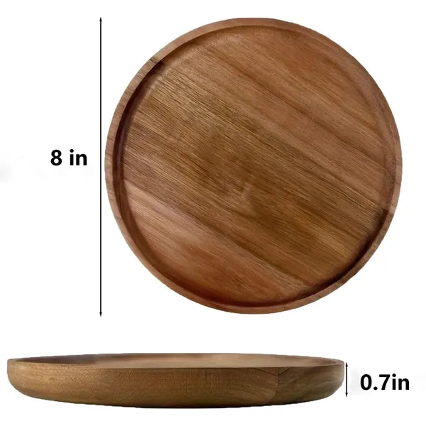 Acacia Wood Round Tray: Versatile for Fruit, Coffee & More