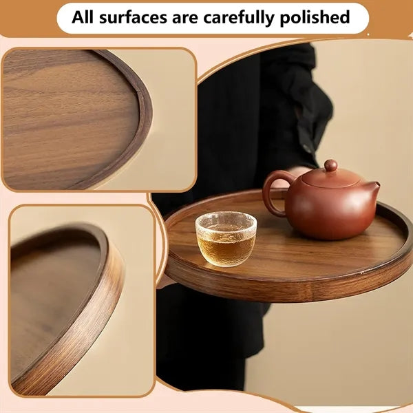 Acacia Wood Round Tray: Versatile for Fruit, Coffee & More