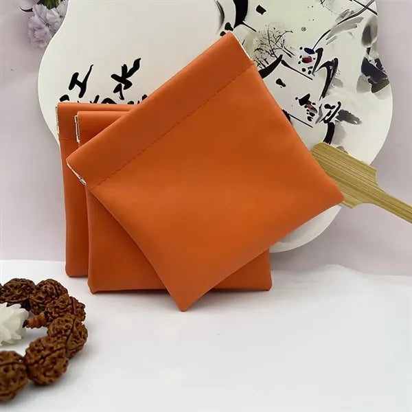 Mini Leather Money Snap Pouch Cable Jewelry Organizer Bag