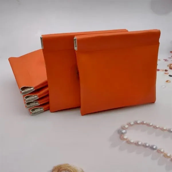 Mini Leather Money Snap Pouch Cable Jewelry Organizer Bag