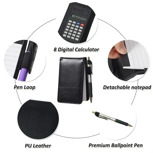 A7 Pocket Journal Notebook with Calculator & Pen