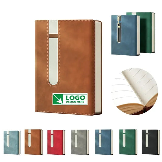 120 Pages Leather Notebook With Pen Holder