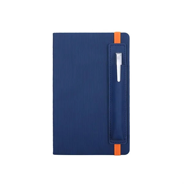 100 Pages A5 Leather Notebook With Pen Holder