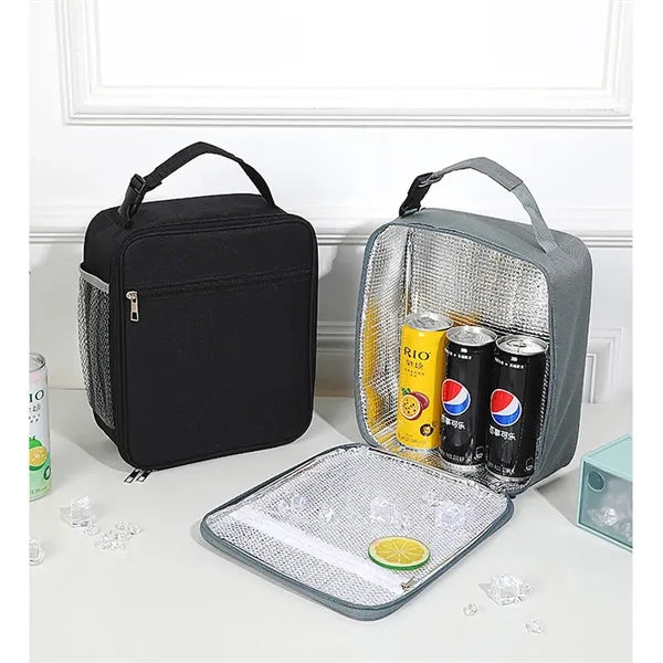 Insulated Canvas Zipper Lunch Cooler Tote Bag